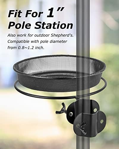 iBorn Bird Feeders Station Mesh Tray and Ring for 1” Pole Stand Station Outdoor Accessory for Humming Bird Feeders for Outside,5SECOND to Install,Fit for 1 Inch Pole,1 Inch Wooden Stick,Pack of 2