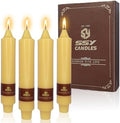 NJAO HOO Natural Beeswax Short Taper Candles 7 Inch Candlesticks Dripless Pure Beeswax Candles for Home Dinner Nontoxic Candles, 4 Pack