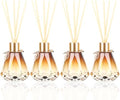 Reed Diffuser Set - 4 Empty Bottles with 20 Sticks, Delicate Gold Leaf Decor, Glass Fragrance Diffuser with Lids for Home, Bathroom | Refillable, Diamond Style (4 PCS Gold)