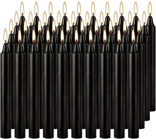 YOROXRG Set of 40 Black Candles – Spell Chime Candles for Halloween, Rituals, Prayer, Birthdays, Meditation, Altar - 4 Inch Tall, Unscented