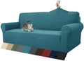 ZNSAYOTX 1 Piece Jacquard Couch Covers for 3 Cushion Couch Living Room High Stretch Sofa Cover Pets Dogs Friendly Anti Slip Thickened Slipcovers Furniture Protector (Sofa, Peacock Blue)