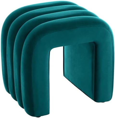 Teal Velvet Ottoman Stool, Backless Vanity Stool, Footrest for Couch