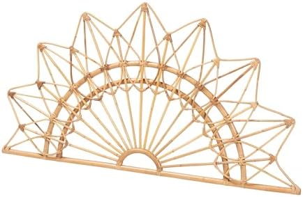 Bali & pari Solara Natural Rattan Headboard - Handwoven Wicker Wall-Mount Headboard in Sunburst Shape, Coastal Boho Bedroom Backdrop, Queen