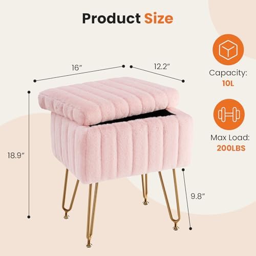 DUMOS Vanity Stool Chair, Ottoman with Storage for Living Room, Bedroom