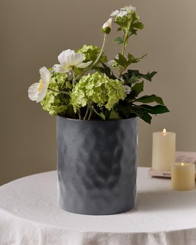 famiware Ceramic Utensil Holder, 7.2"+5.8", Set of 2, Matte Dark Charcoal