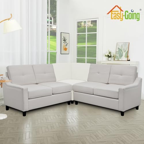 Easy-Going Stretch Soft Sectional Corner Sofa Couch Slipcover Cream