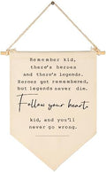 Remember Kid,There's Heros-Flag Sign Art Gift for Baby Newborn Boys Kids-Banner Pennant Wall Decoration Present for Nursery Bedroom Playroom -Baby Present Shower-New Home Birthday Christmas Gift