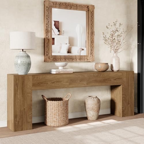 Epecoya 94.5-Inch Console Tables for Entry Way, Natural Oak Brown