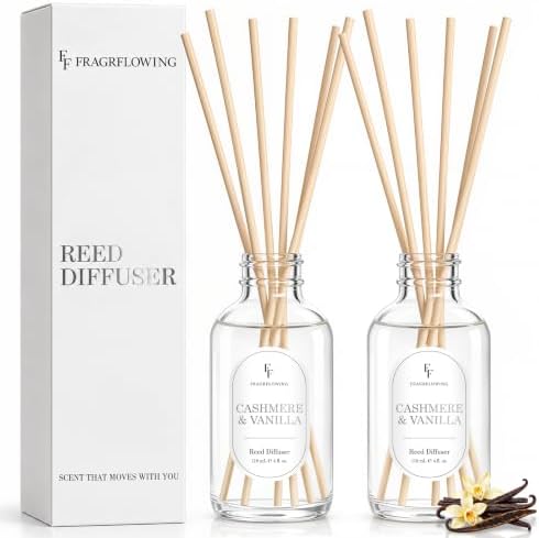 Cashmere & Vanilla Reed Diffuser for Home, 2 Pack 4 Fl Oz