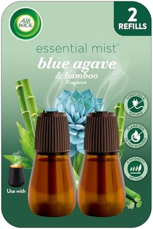 Air Wick Essential Mist Diffuser Oil Refill, Blue Agave & Bamboo, 2ct