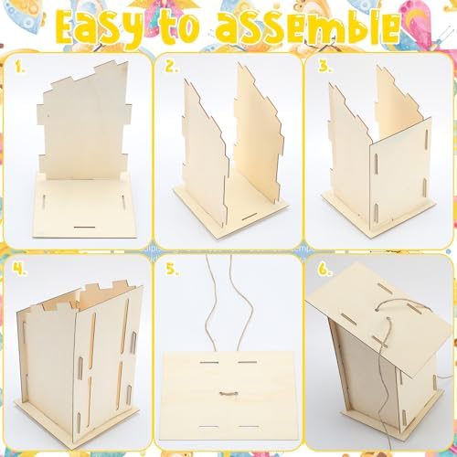 Fiwochic Butterfly House Kits for Kids, Makes 24 DIY Classroom Crafts Project and Learning Activities for Kids