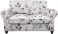 SearchI Stretch Sofa Cover Printed Couch Cover, Floral Pattern 3 Pieces Loveseat Slipcover with 2 Separate Cushion Cover, Washable Furniture Protector for Living Room(Loveseat, Elegant Foliage)