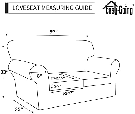 Easy-Going 3 Pieces Stretch Loveseat Couch Cover for 2 Cushion Washable