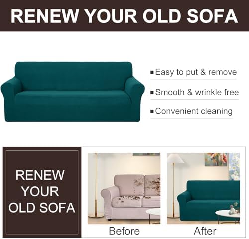 U-NICE HOME Loveseat Cover Stretch Couch Cover Sofa Slipcover, Blue