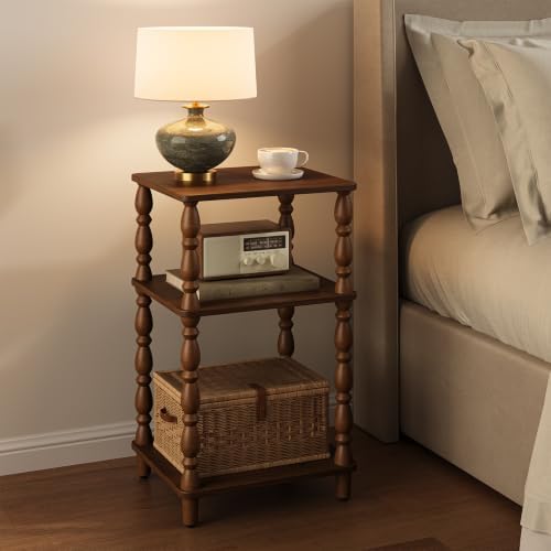 Yoobure Small Side Table - Vintage End Tables Living Room Set of 2, Walnut