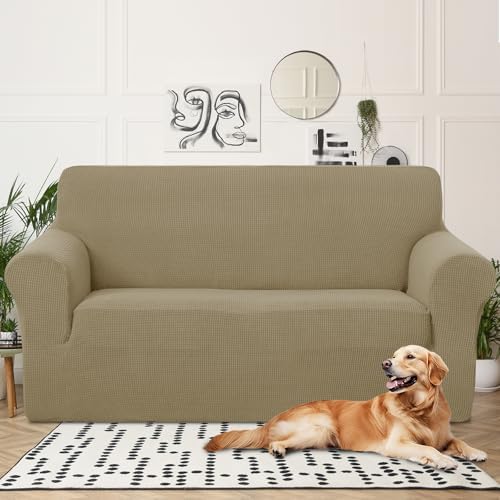 U-NICE HOME Oversized Stretch Loveseat Couch Cover, Sand
