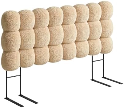 Pinmoco Queen Cloud-Shaped Upholstered Headboard, Teddy Fleece Light Brown