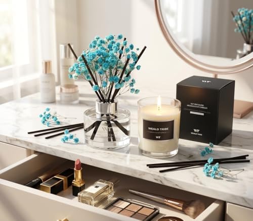 WEALD TRIBE Reed Diffuser Ocean Mist & Sea Salt Scent for Bathroom Decor