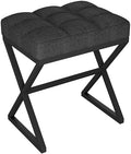YMYNY Vanity Stool, Linen Footrest Stool, Ottoman Bench with X-Shaped Metal Legs, Makeup Dressing Stool for Vanity, Living Room, Bedroom, Entryway, Hallways 15.74" D×11.81" W×18.11" H Black UHBD033B