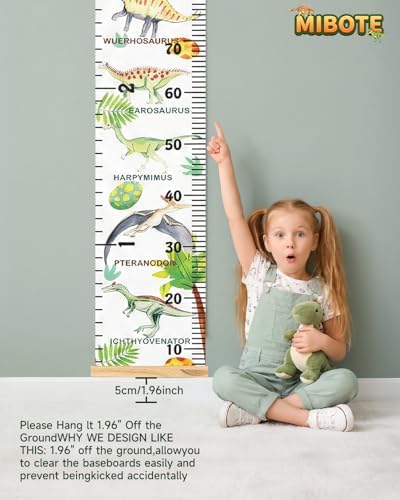 Growth Height Chart for Kids, Removable 79"x7.9" (Various Dinosaurs)