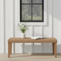 Outdoor Rattan Backless Bench with PE Wicker & Acacia Wood Frame, Natural