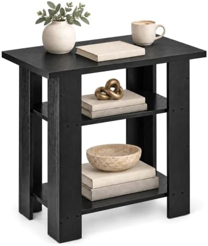 Black Side Table, 3 Tier Narrow End Table for Living Room,22.8" H