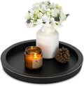Hanobe Wooden Tray for Coffee Table: Candle Holder Plate Black Round Decorative Serving Tray - Vintage Table Centerpiece Rustic Farmhouse Home Decor