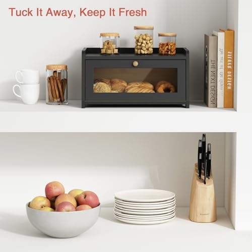 Small Bread Box for Kitchen Countertop, Cute Modern Breadbox Counter Top