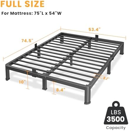 10 Inch Full Size Metal Platform Bed Frame with Round Corners Leg