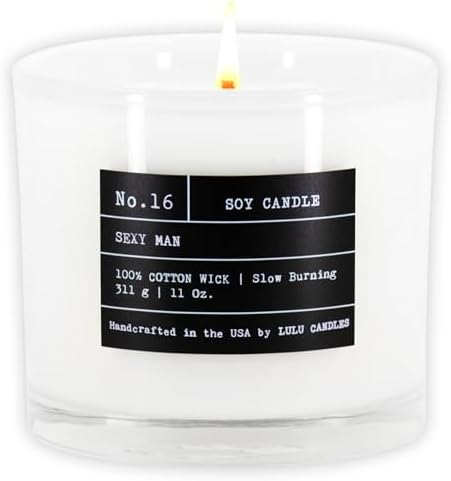 Lulu Candles | Sexy Man| Luxury Scented Soy Jar Candle | Hand Poured in The USA | Highly Scented Long Lasting (11 Oz.)