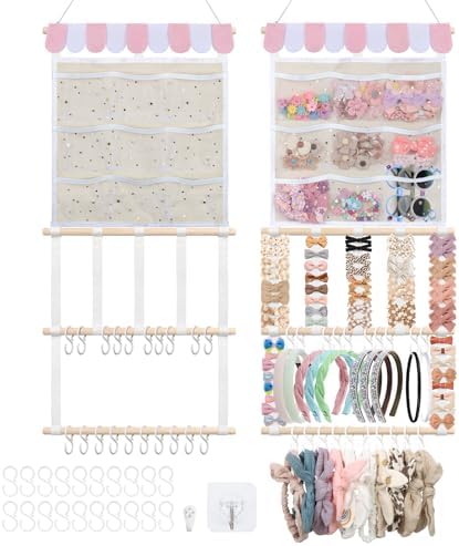 Munzong Headband Holder, Hair Accessories Organizer Pinkish White 15x33Inch