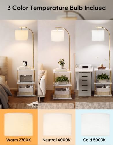 Floor Lamp with Table 2-Pack, Nightstands End Side Table for Living Room