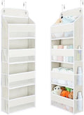 Yecaye Over the Door Organizer, 35.2lbs Load Toy Stuffed Animal Storage, Bathroom Organizers and Storage for Nursery Newborn Baby Essential Stuff Dorm Room Essentials, Cream White 4 Tier