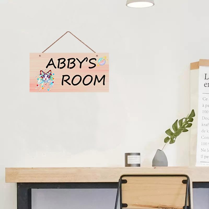 Personalized Signs Cute Cat Sign For Pet House Custom Name Sign For Boys Bedroom Girls Room Baby nursery Door Wall Decor for Kids Room Kitty Litter Cat house