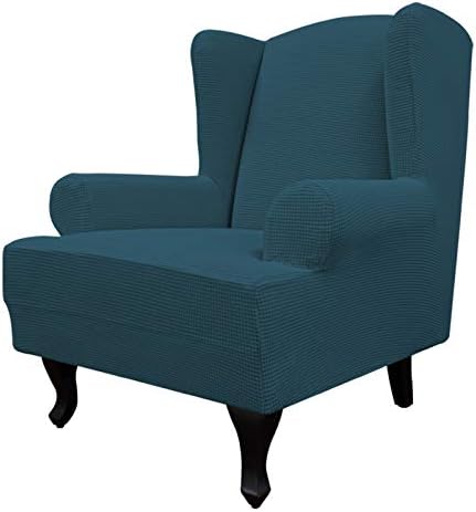 Easy-Going Stretch Large Wingback Chair Sofa Slipcover Deep Teal