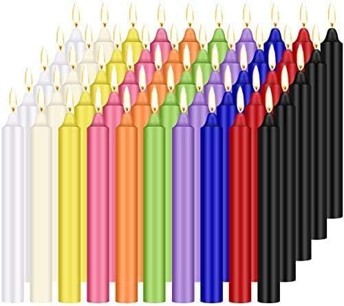 YOROXRG 100 pcs Spells Chime Candles Unscented Assorted Colors Mini Taper Candles | 4" Tall x 1/2" Diameter | Great for Casting Chimes, Rituals, Spells