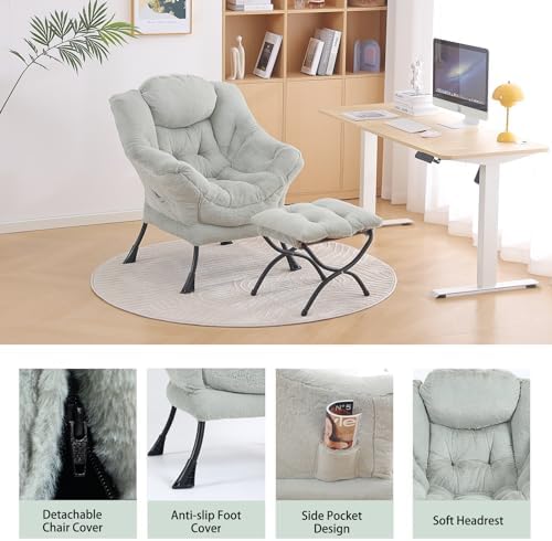 LITA Lazy Chair with Ottoman, Comfy Accent Reading Chair