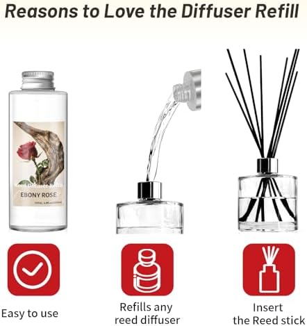 STRN Reed Diffuser Oil Refill, Ebony Rose Scented Diffuser 6.8 Fl Oz