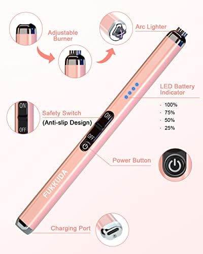 【Upgraded】 Dual Arc Electric Candle Lighter Rechargeable USB Lighter Plasma Arc Lighters for Candle (Rose Gold)