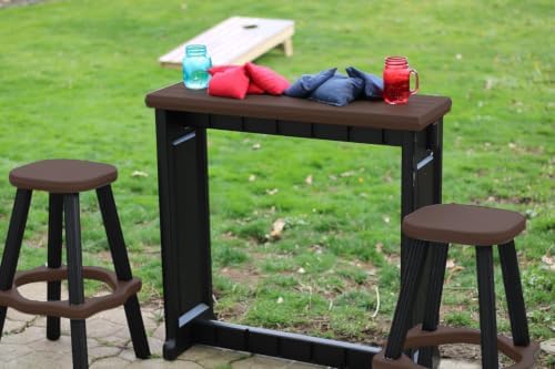 Patio Bar Set: Multiple Color Options, with or Without Stools, Durable & Stylish, USA Made - Perfect for Outdoor Spaces. (Black/Espresso, Single Bar with 2 Barstools)