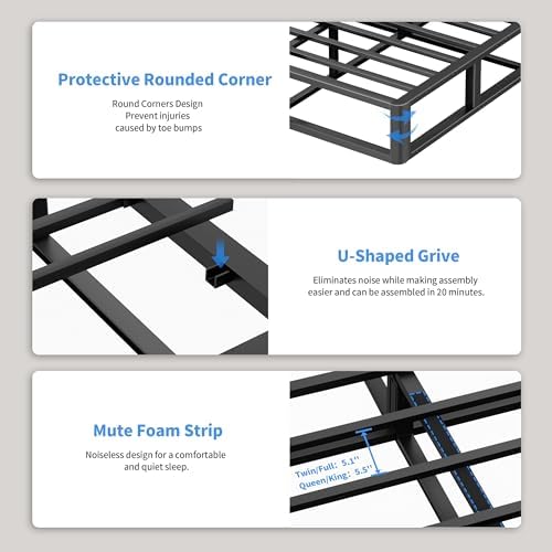 7 Inch Twin Box Spring with Fabric Heavy Duty Steel Support