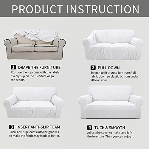 Easy-Going Stretch Chair Slipcover with Arm Washable Snow White