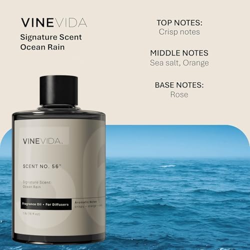 VINEVIDA [16 Fl Oz] Ocean Rain Fragrance Oil for Cold Air Diffusers, Essential Oils for Diffuser Oil Refill & Air Freshener Room Spray
