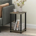 Furinno Modern Toolless 2-Tier Side Table, Open Shelf, Grey Oak