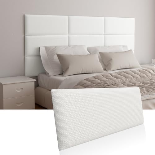 Upholstered Wall Mounted Headboard, Acoustic Panel, Peel and Stick Wall Padding, Beige Towel Fabric, 12-Pack