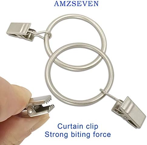 100 Pack Metal Curtain Rings with Clips, 1.5 in ID, Matte Silver