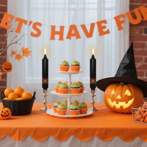 NJAO HOO Black Short Taper Candle 7 Inch Halloween Candlesticks Unscented Dripless Tapered Candle Set for Home Decor Wedding Party Dinner Candles, 4 Pack