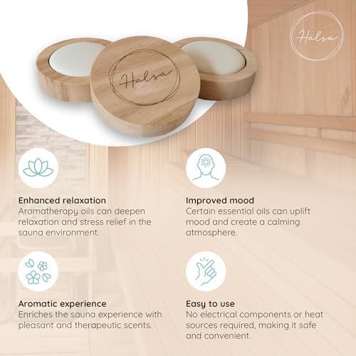 HALSA Ceramic Diffuser for Sauna, Office, Bedroom, Bathroom - Natural Beechwood Base, Passive Diffusion, Ceramic Stone Absorbs Essential Oils