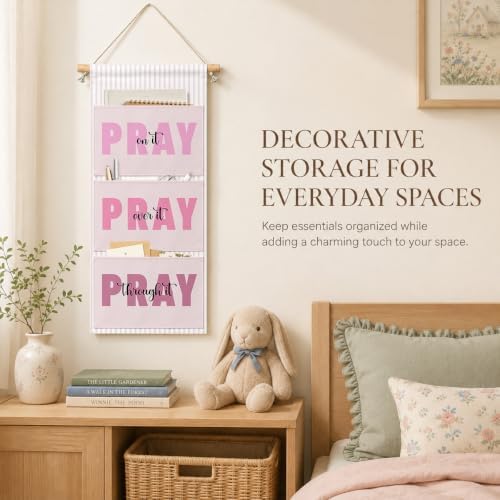 IAXIC Prayer Wall Hanging Organizer, Canvas Storage for Nursery Room