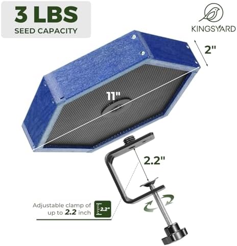 Kingsyard Clamp-On Deck Bird Feeder for Balcony Railings, No Drill